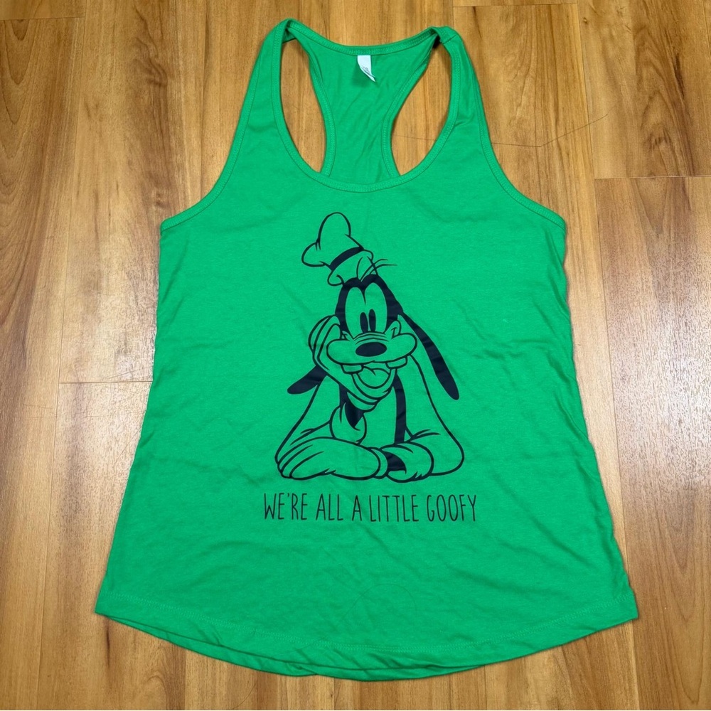 Disney Goofy Green Tank Top Medium Racerback Graphicā Shirt Casual Cute